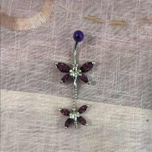 Elegant Silver and Purple Butterfly Earrings